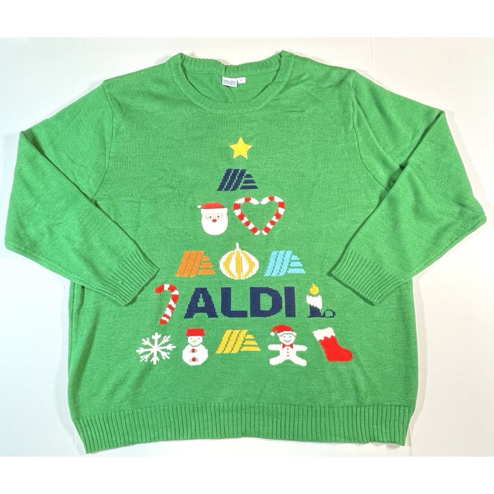 Aldi Gear Men's Green Holiday Ugly Christmas Sweater Mens Size XL Soft Knit